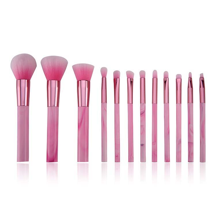 Custom Logo Pink Acrylic Handle Makeup Brushes Set