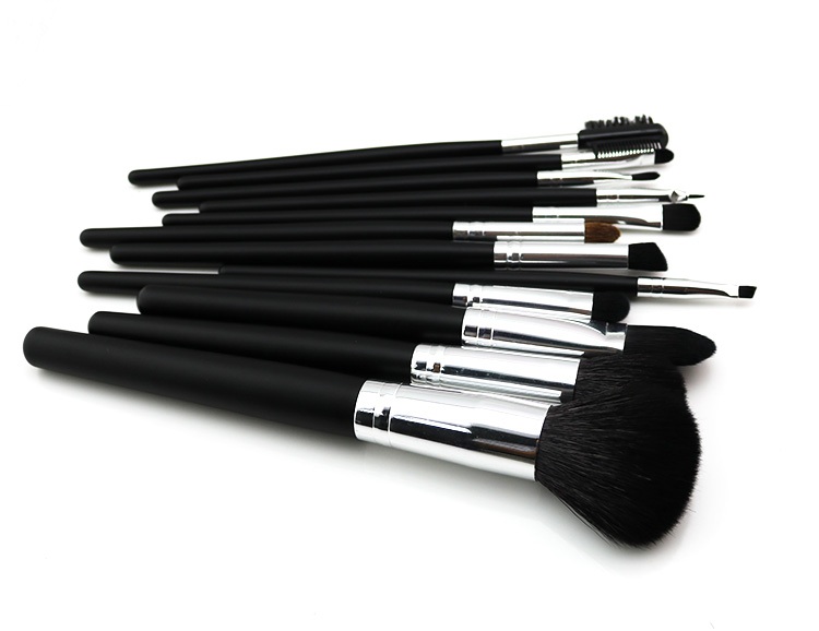 Factory OEM 12 PCS Black Synthetic Makeup Brushes Private Label