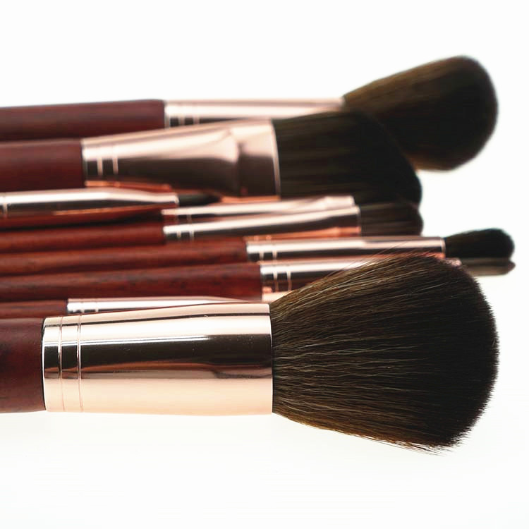 10PCS Rose Golden Makeup brush set with black high quality PU bag Free Design