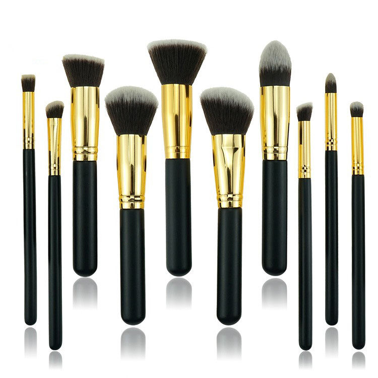 2019 new design professional flat black cosmetic makeup brush set