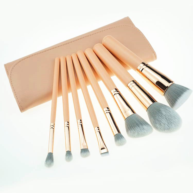 High Quality 8pcs Rose Golden New Flat Premium Makeup Brush Set With Bag
