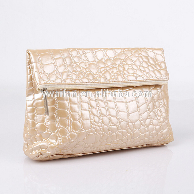 Stone Pattern PU Leather Zipper Makeup Travel Cosmetic Bag with button