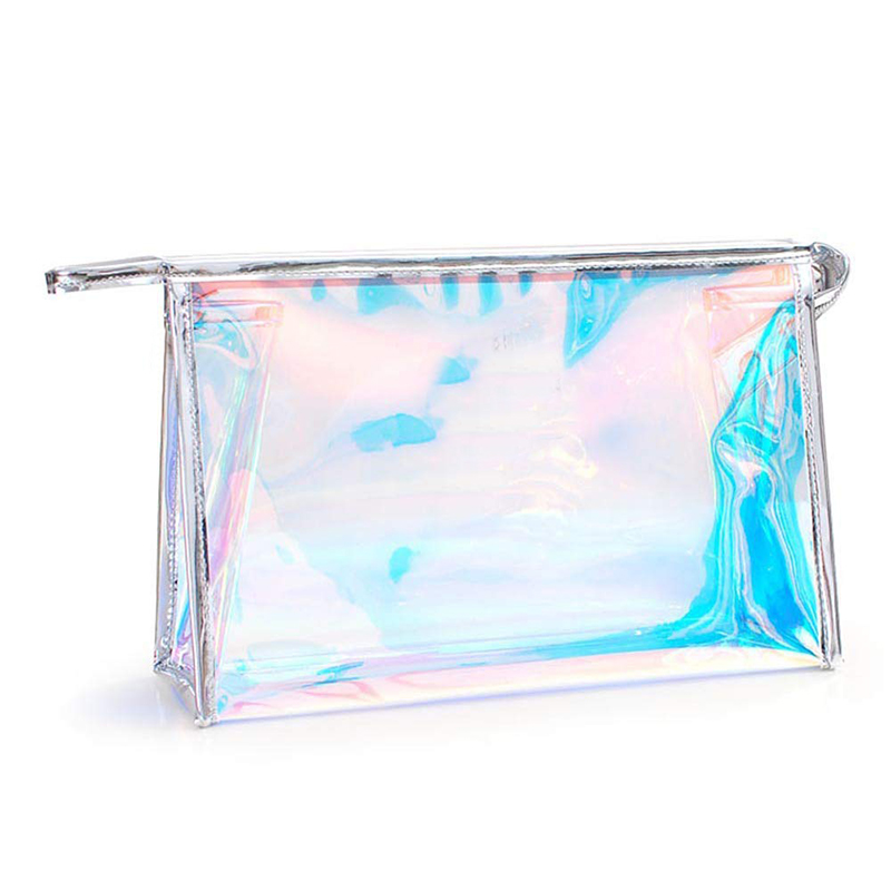 Holographic Clear Cosmetic Bag PVC Travel Laser Bag Iridescent Makeup Bag for Accessories Collection