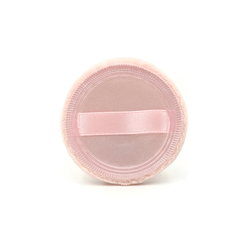 cotton Compact powder puff with silk ribbon