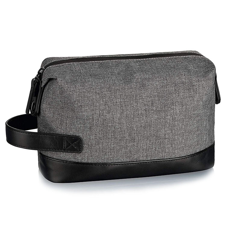 Mens Travel Toiletry Bag PU Leather Cosmetic Makeup Organizer Shaving Dopp Kit