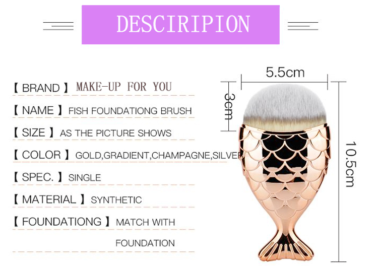 New Design Custom Soft Synthetic Face Foundation Mermaid Makeup Brushes For Cream