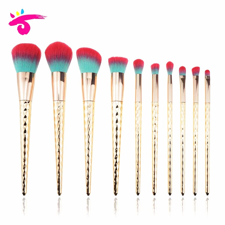 New Luxury Plastic Handle  Rose Gold Glitter Makeup Brushes Pravite Label