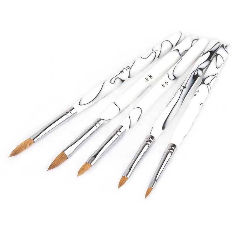3D Kolinsky Hair Marble Acrylic Gel Nail Art Brushes