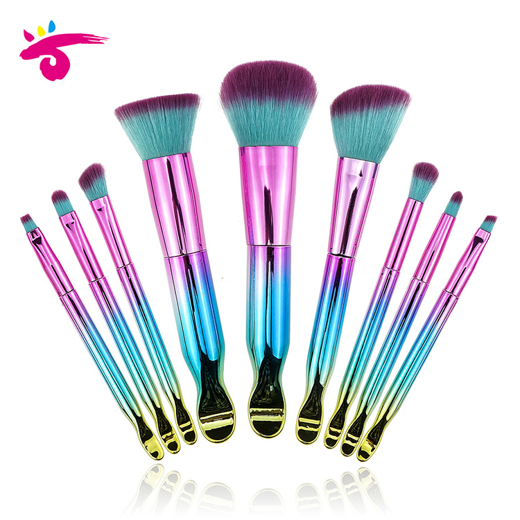 New Popular Contour Foundation Brush Plastic Mermaid Makeup Brush Set  for maquillaje