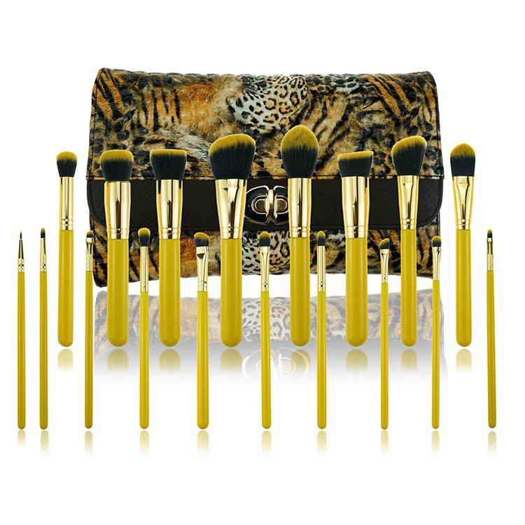 18Pcs Customize Makeup Brushes Private Label Yellow Gold Brush Set