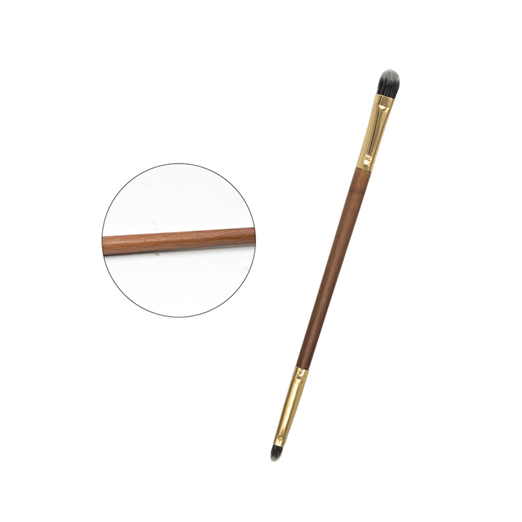 Private Label Single Wood Handle Synthetic Hair Double-head Eyeshadow Brush