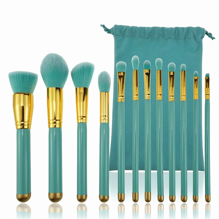 Wholesales vegan OEM 12pcs private label cosmetic makeup brushes makeup with pouch