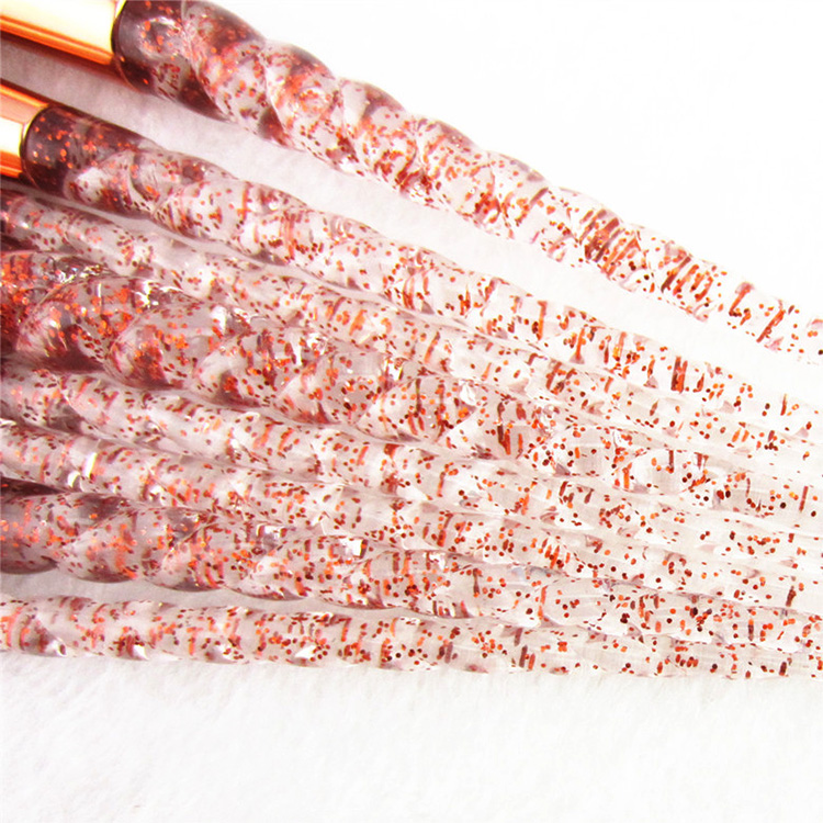 Transparent handle Glitter makeup Brush 8pcs cosmetic brush Facial Brush