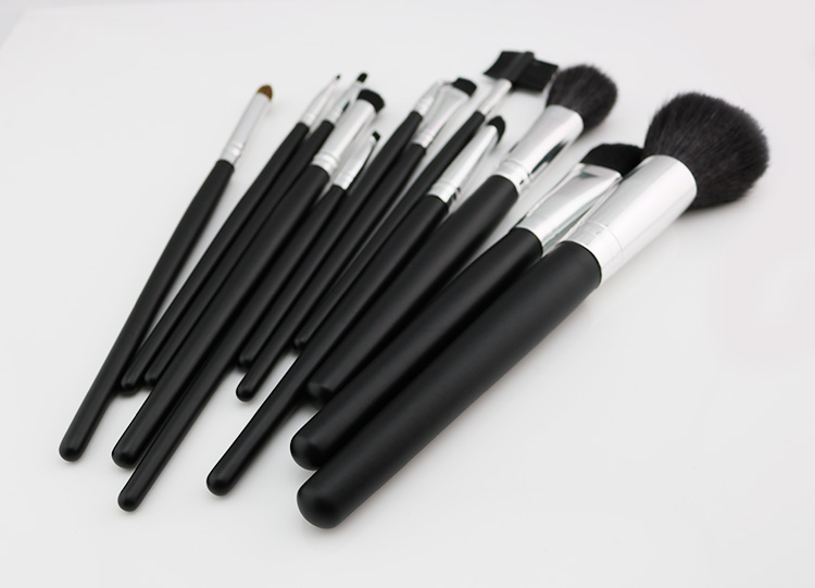 Factory OEM 12 PCS Black Synthetic Makeup Brushes Private Label