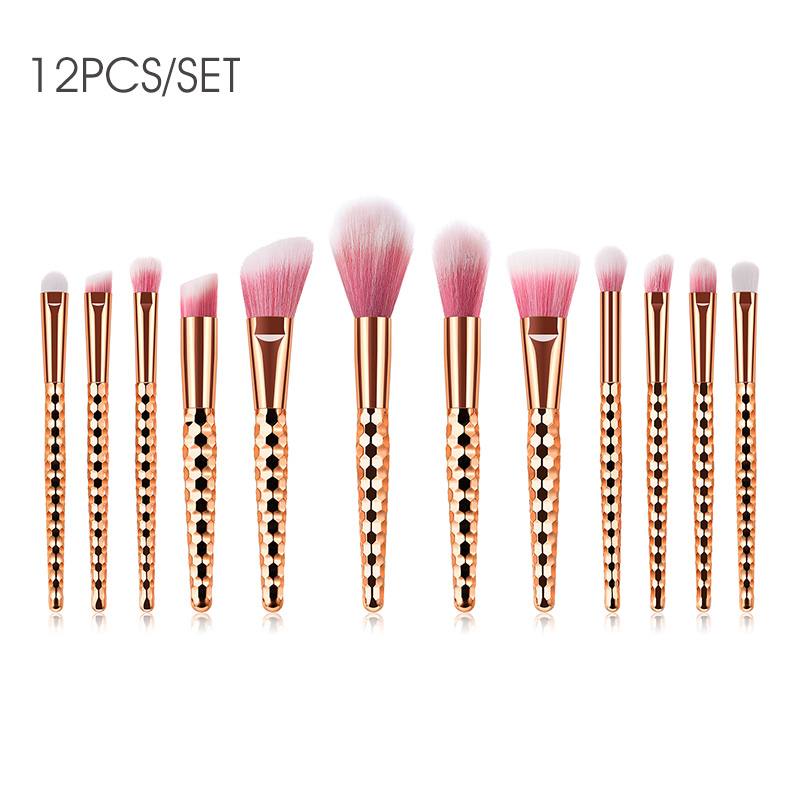 12pcs Rose Gold Private Label Synthetic Personalized Makeup Brush Set