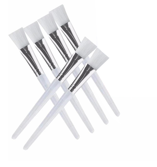 Plastic handle small white facial mask brush with synthetic hair