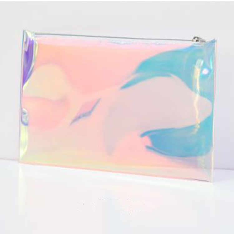 Fashion Zipper Cosmetic Bag PVC Transparent Laser Dazzle Color Shine Makeup Organizer Waterproof