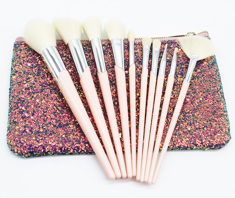 new hot glitter 12 pcs brushes cosmetic makeup brush set factory