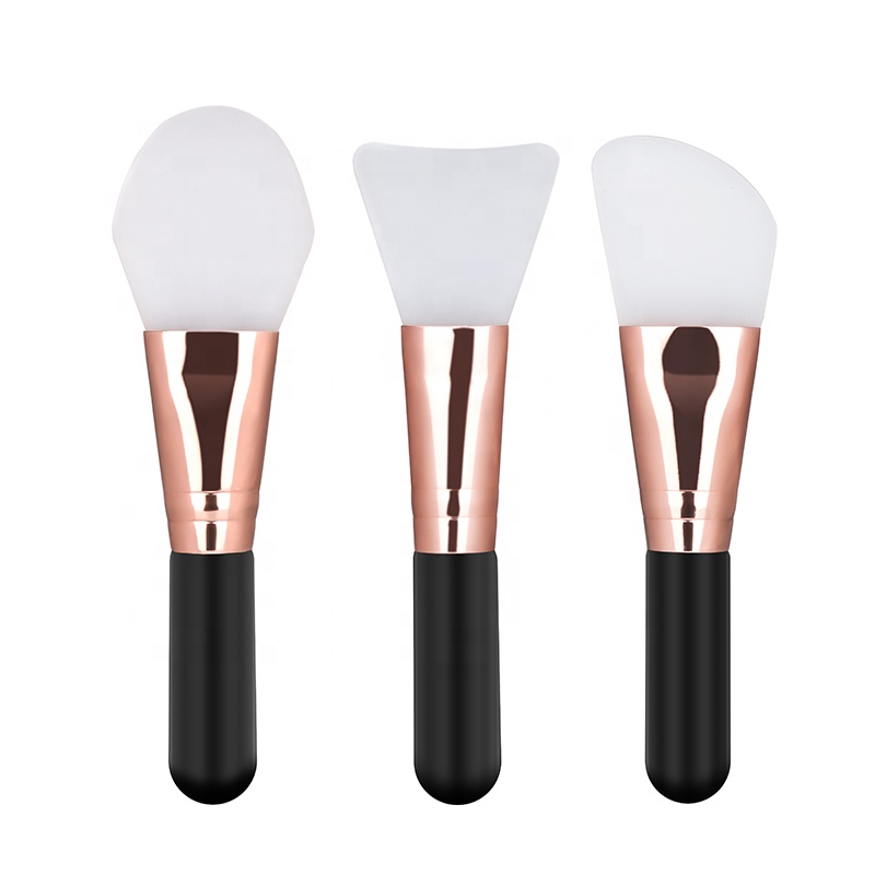 Short Silicone Face Mask Brush Wood Handle Facial Mask Brush Cosmetic Brush For Mask