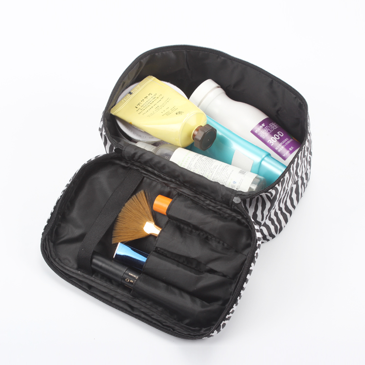 Portable Travel Makeup Bag Cosmetic Case Organizer Zebra Pattern Women Toiletry Bag