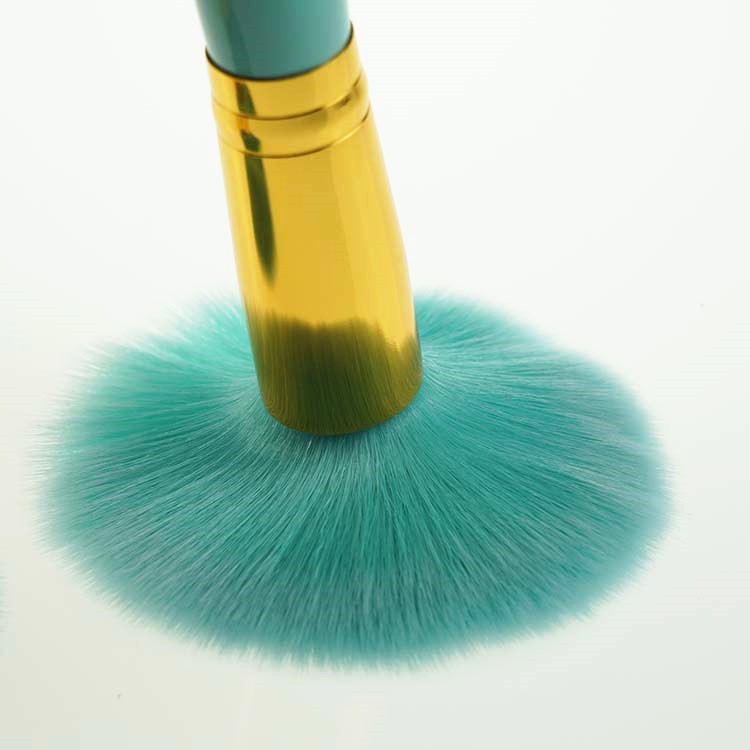 Travel Style Green 12PCS Soft Synthetic Mermaid Brush Set With Pouch