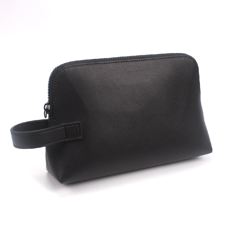Luxury Custom Black PU Cosmetic Bag Makeup Bag Private Label Travel Toiletry Bag