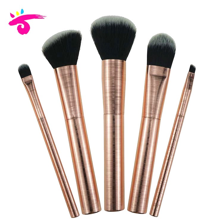 Best Price 7pcs Rose Gold Hair Brush Fiber Mascara Makeup Brush Set