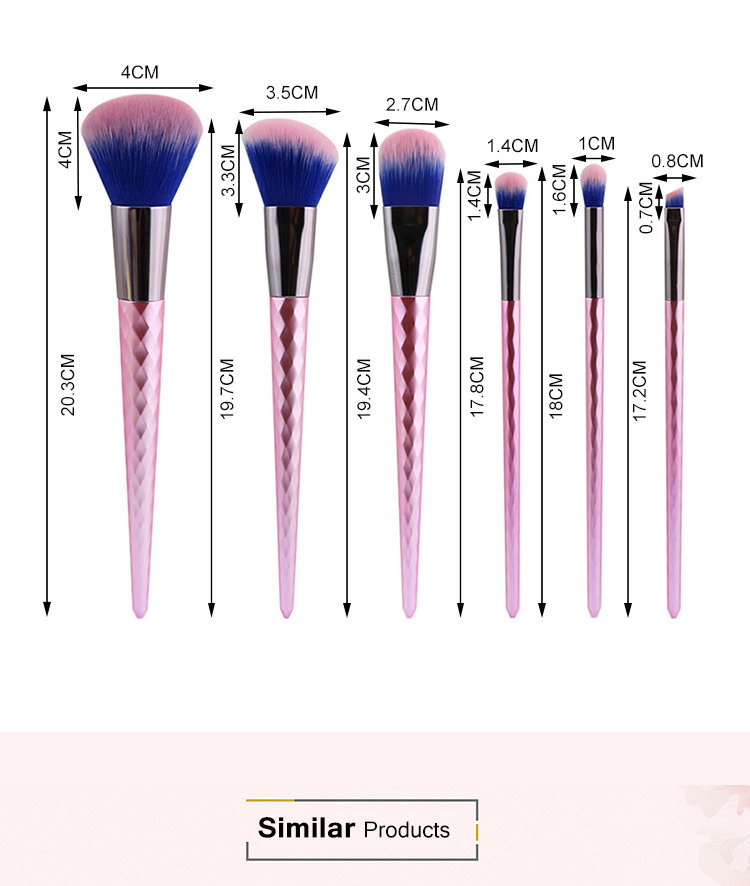 High Quality 6Pcs New Synthetic Pink Cosmetic Makeup Brush Set with case