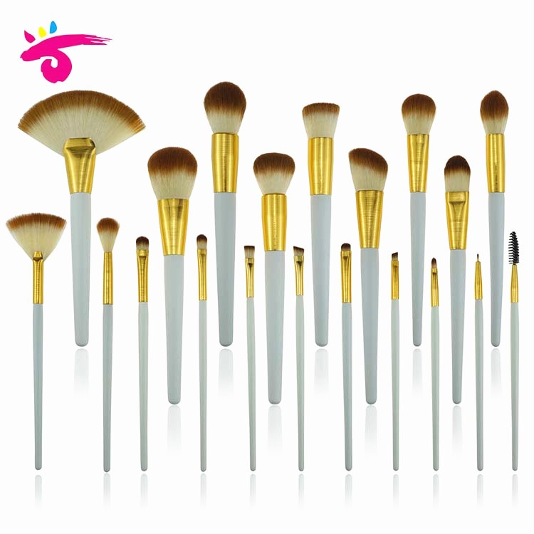 Unique Design Brushed Ferrule Gold Makeup Brush Set 20PCS Synthetic Hair