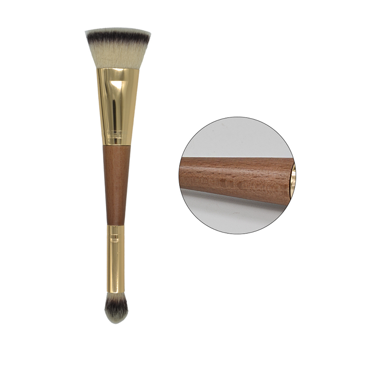 Custom double ended eyeshadow flat foundation makeup brush with synthetic hair