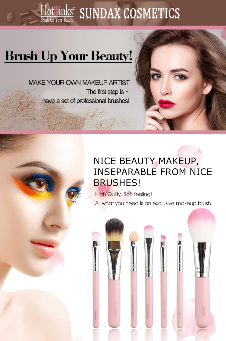 Hot Sale Small Pink Cute 7Pcs Makeup Brush Set For Girl Gift