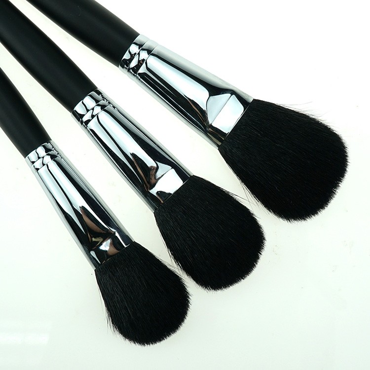 14Pieces luxury natural hair black cosmetic brush set kit with black PVC bag