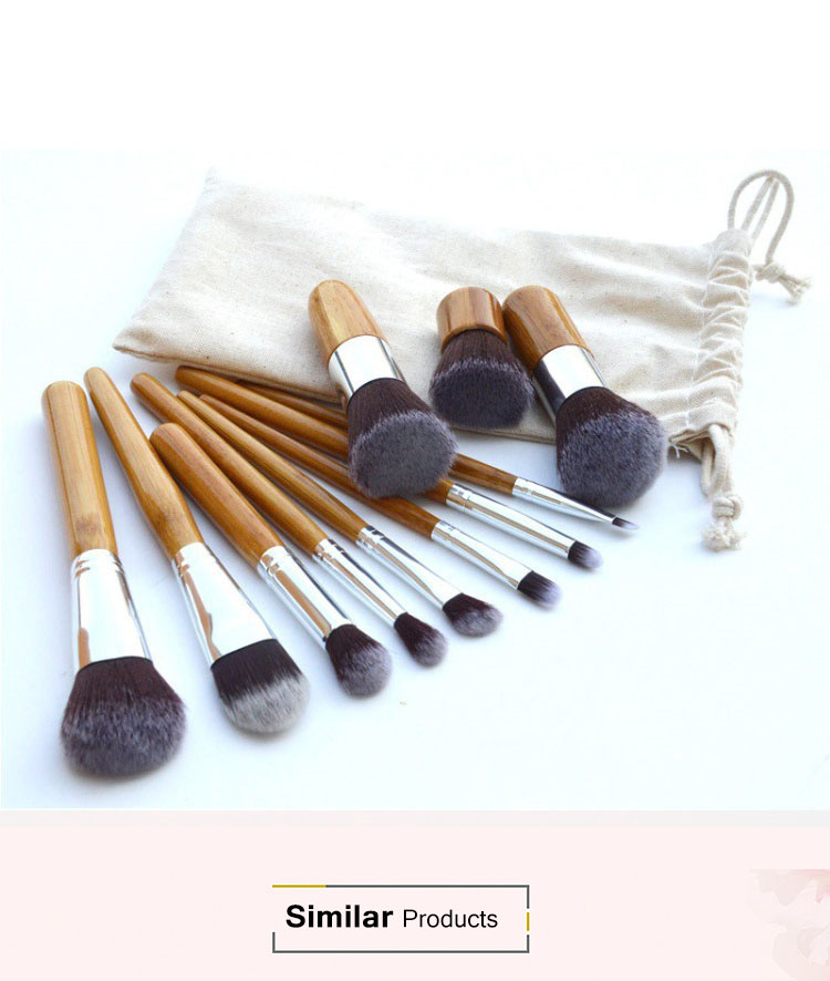 Wholesale 11 Pieces Professional Make up Brushes Natural Bamboo Kabuki Makeup Brush Set with Jute Bag