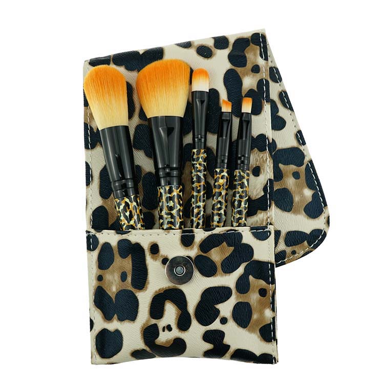 5PCS Leopard brushes makeup mini travel makeup brush set