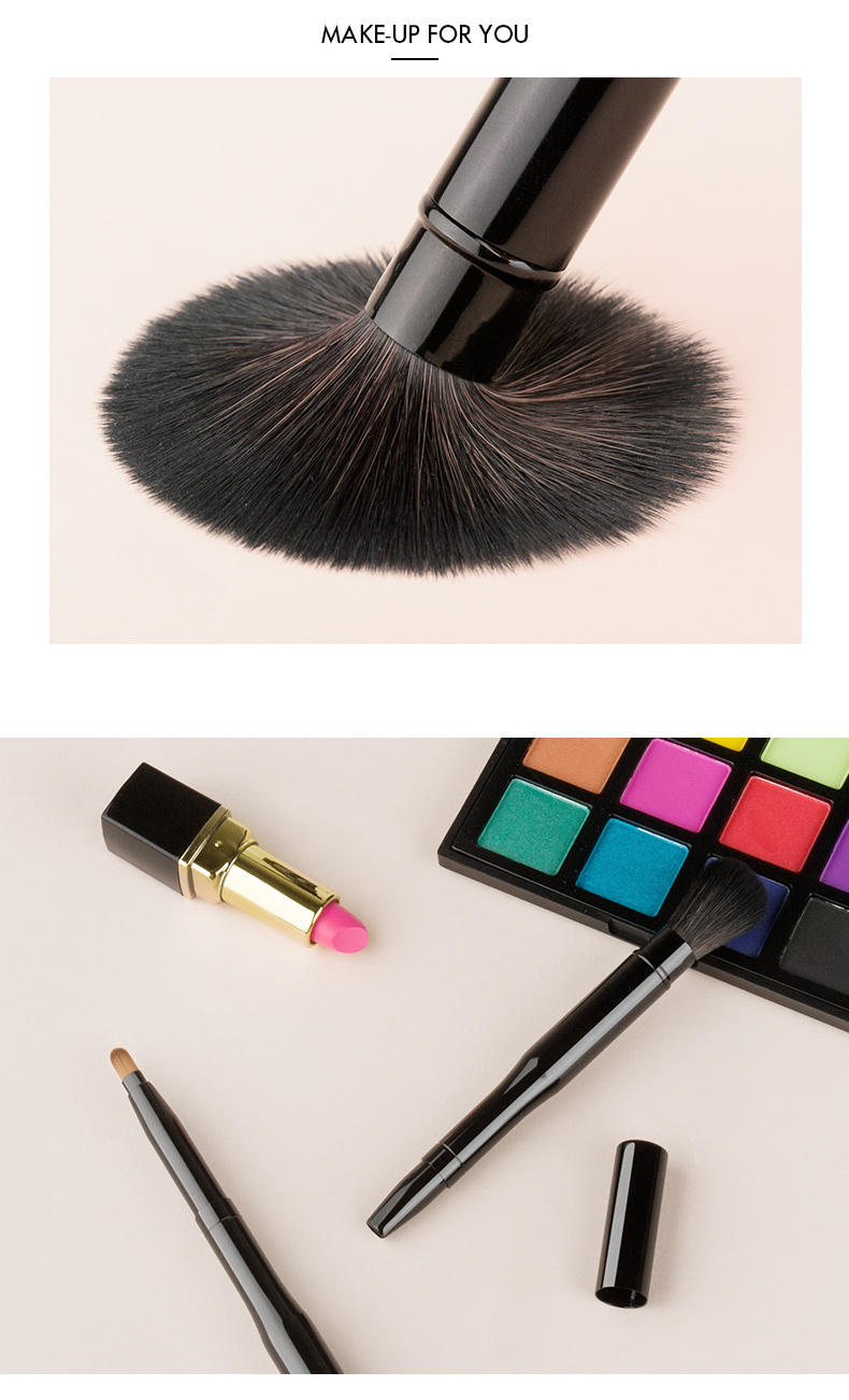 Black Double Head Retractable Highlight Lip Brush Function Cosmetic Brushes