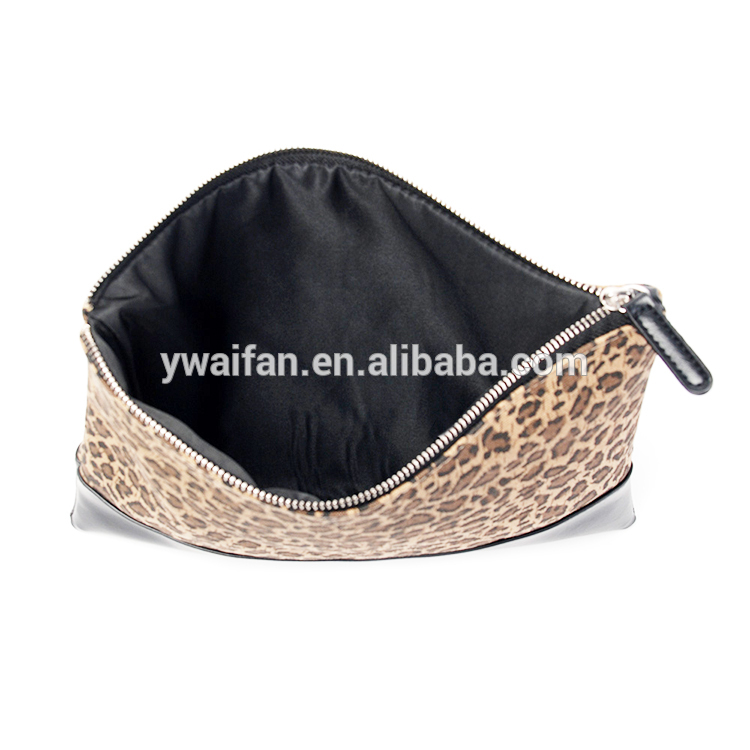 Personalize Bridesmaids Clutch Leopard PU Leather Bottom Zipper Pouch Women Canvas Makeup Bag