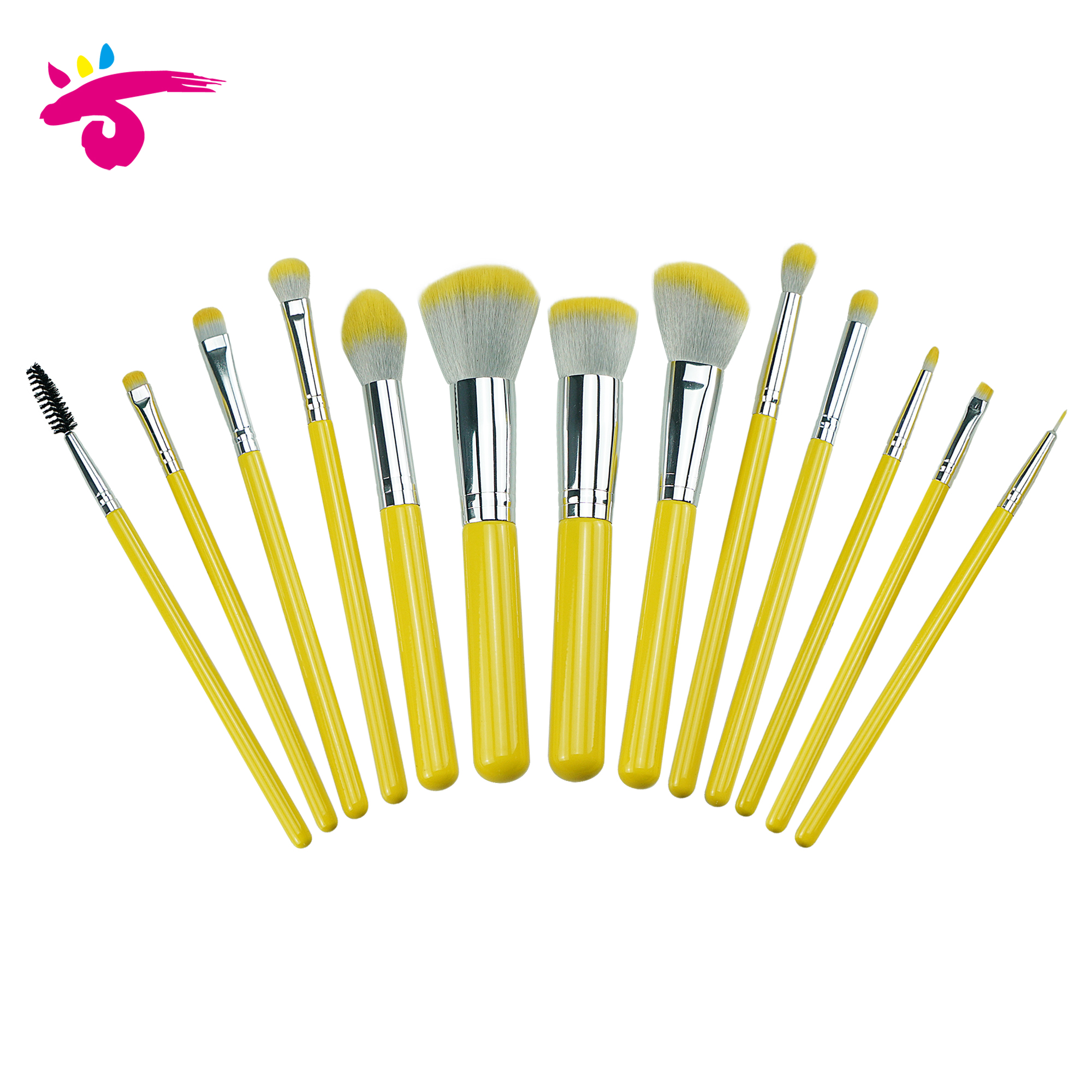 2019 New Release Amazon Neon Yellow Lemon Bright Color Private Label Makeup Brush Set Custom Packaging OEM factory