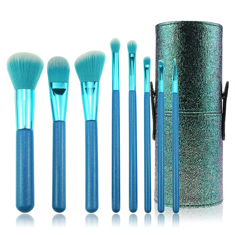 2019 best new design custom glitter cosmetics makeup brush set with cylinder tube