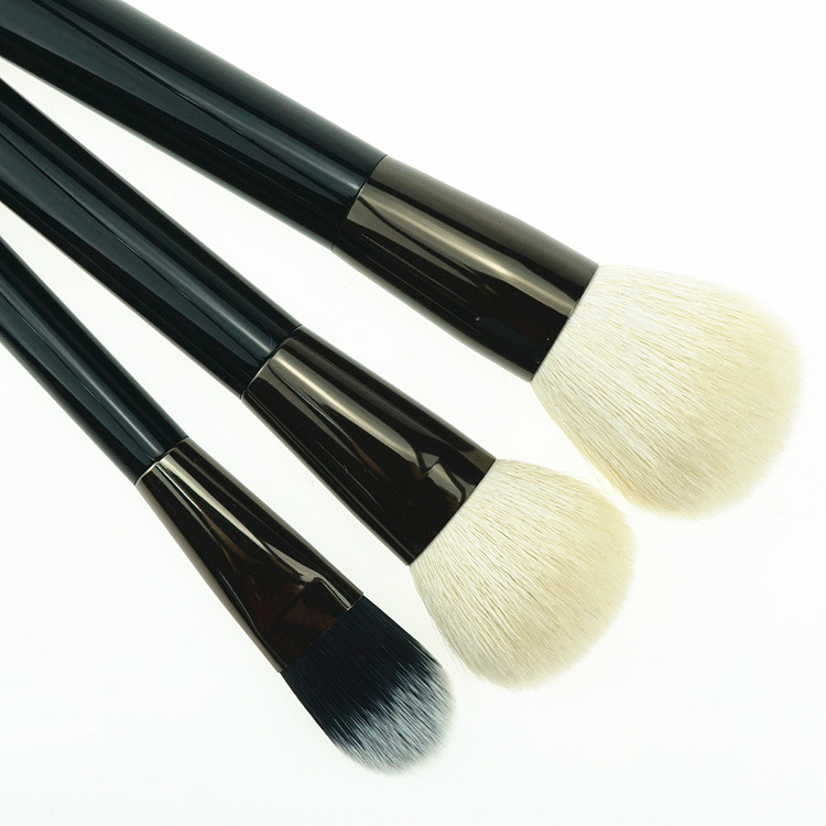 Custom Professional Natural Hair Gunmetal 8pcs Makeup Brush Set With PU Roll