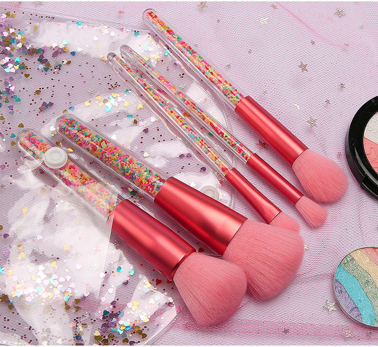 OEM plastic handle glitter makeup brushes manufacturers china
