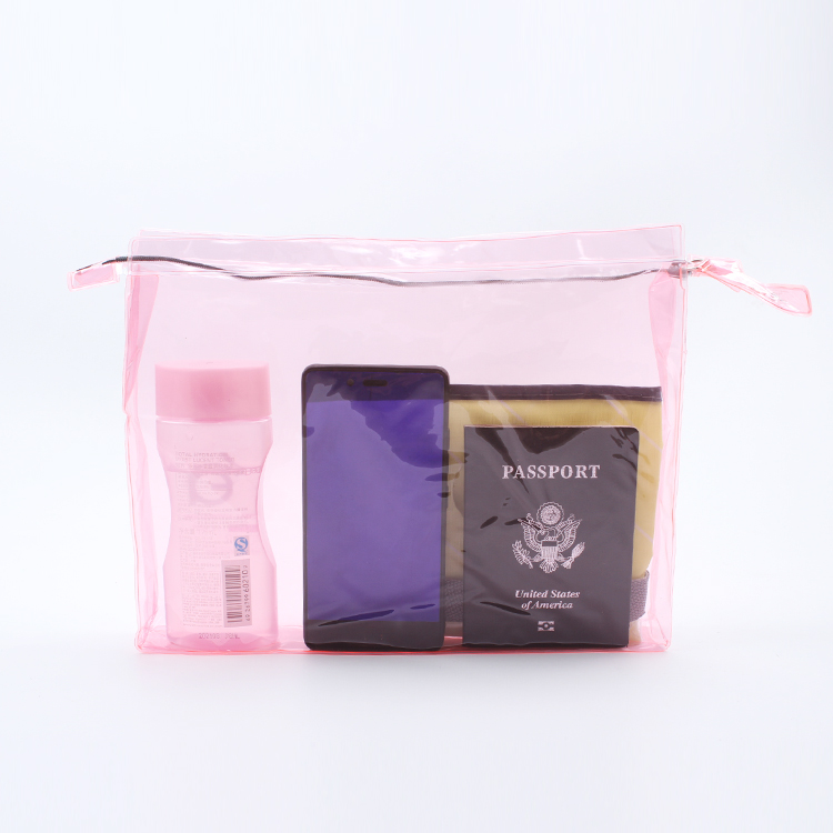Pink Transparent PVC Zipper Bag Beach PVC Bag with Zipper