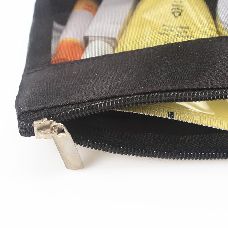 Zipper Makeup Mesh Bag Travel Cosmetic Pouch See Through Beauty Essentials Storage Bag