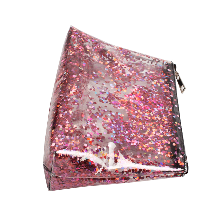 Shiny Crystal Liquid Bag PVC Glitter Cosmetic Bag Quicksand Glitter Bling Pouch