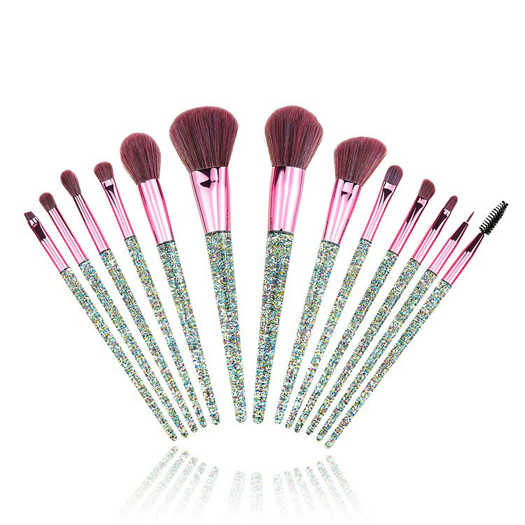 2019 best new design OEM glitter powder brush cosmetics makeup brushes set