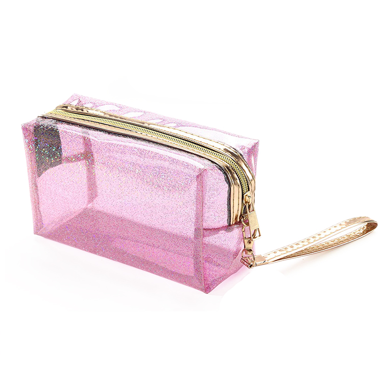 Transparent Waterproof Glitter PVC Bag Holographic Cosmetic Bag Toiletry Travel Bag Organizer