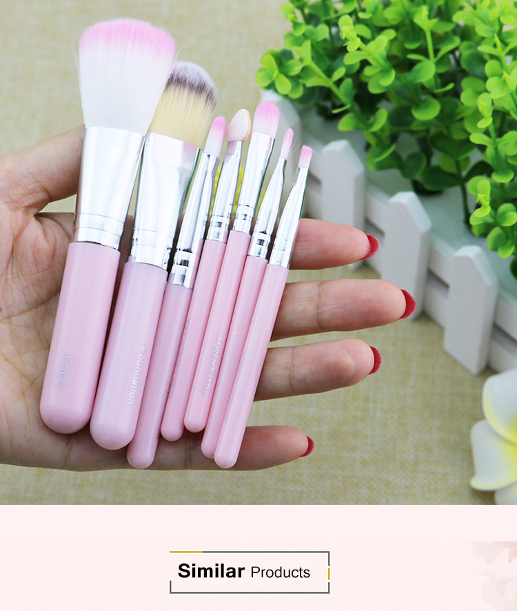 Hot Sale Small Pink Cute 7Pcs Makeup Brush Set For Girl Gift