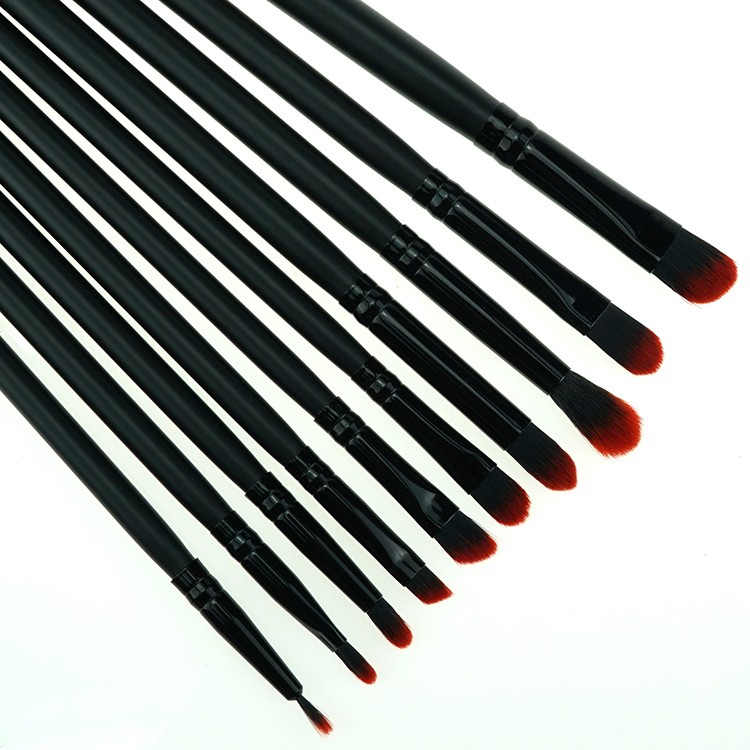 18Piece professional black wooden handle two tone synthetic hair makeup brush set with makeup bag holder