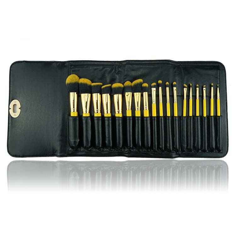 18Pcs Customize Makeup Brushes Private Label Yellow Gold Brush Set