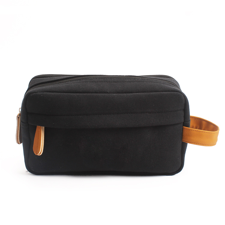 Mens Canvas Toiletry Bag Travel Bathroom Shaving Dopp Kit with Double Compartments