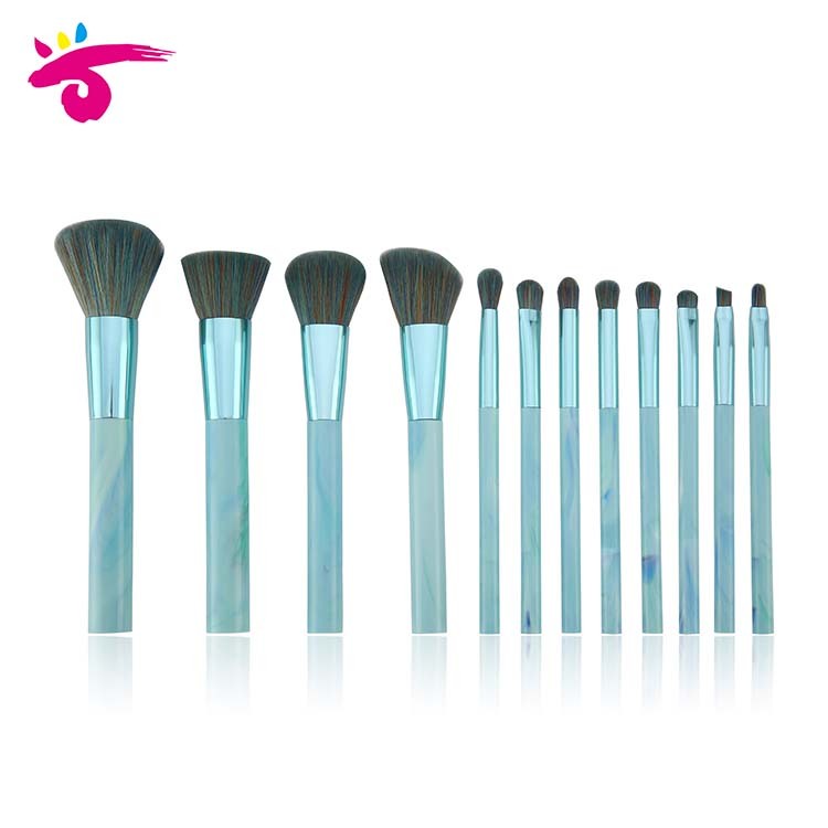 12 Pieces Mable Acrylic handle colorful Synthetic Hair makeup brush set